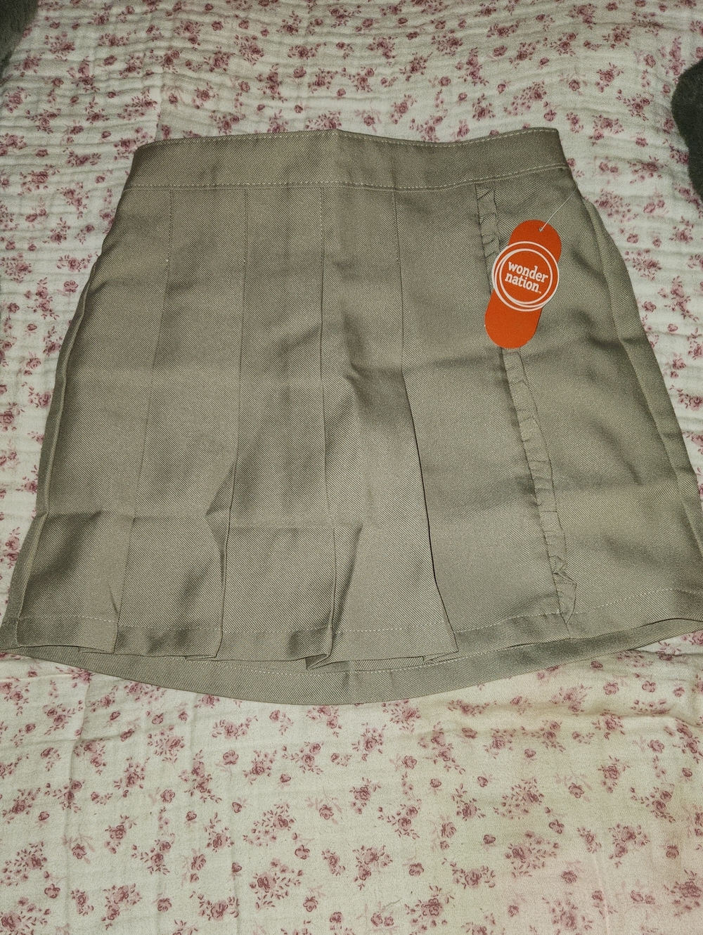wonder nation Khaki Pleated School Skort - Light Brown With Built In Shorts